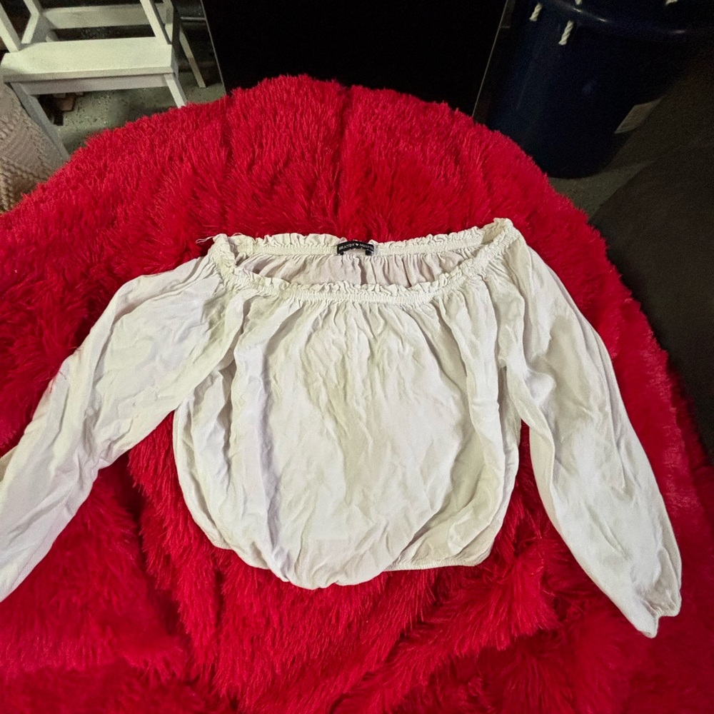 Brandy Melville Cream Off-Shoulder Blouse